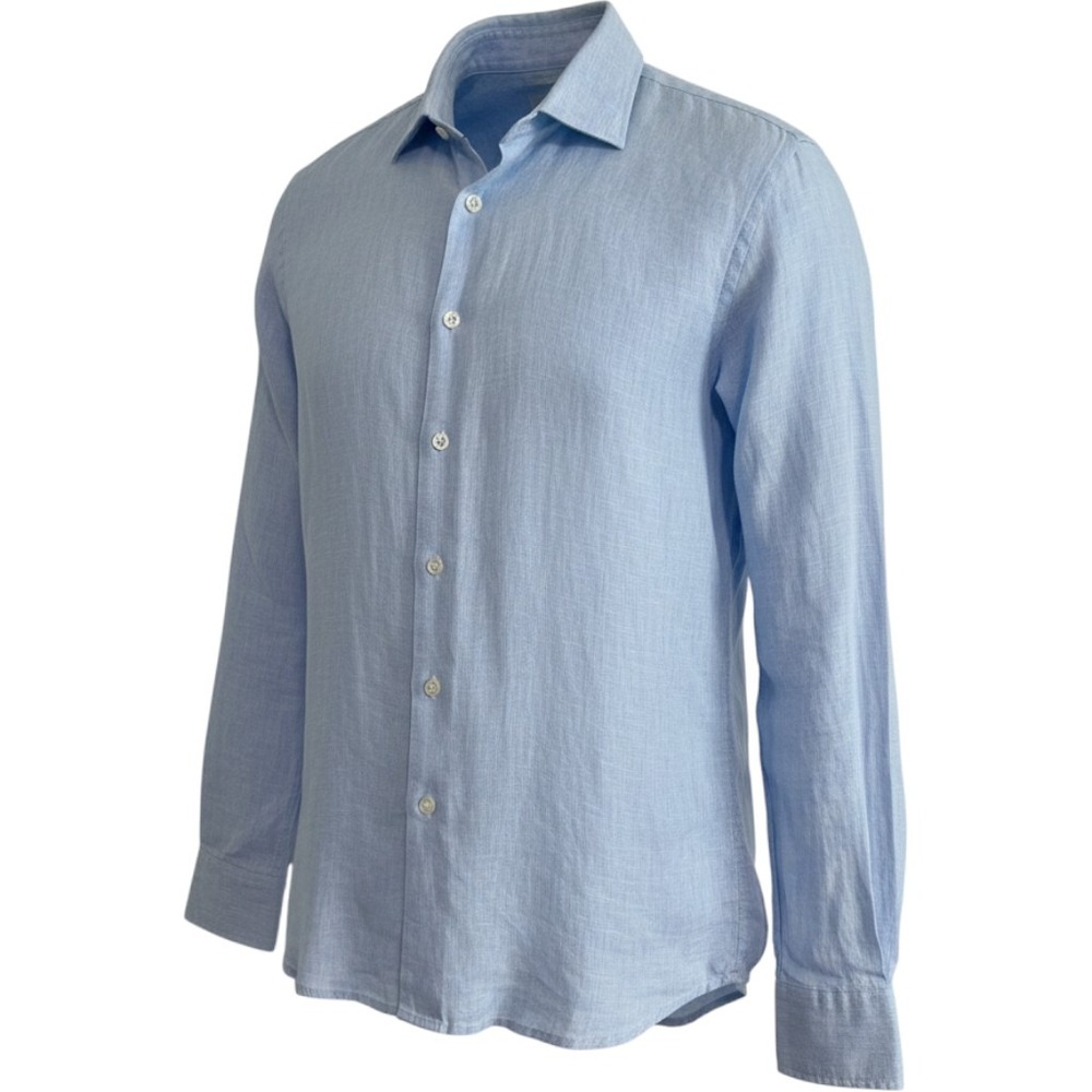 Toscano Firenze Mens XXL Light Blue 100% Linen Long Sleeve Button Up Shirt